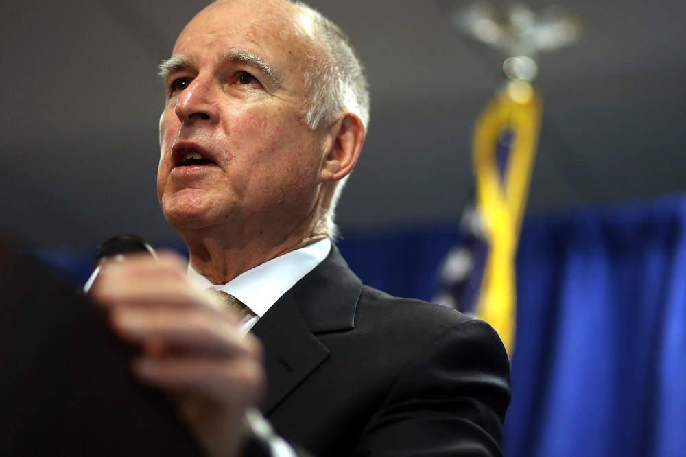 California Gov. Jerry Brown speaks during a news conference on Jan. 17, 2014 in San Francisco, Calif.
