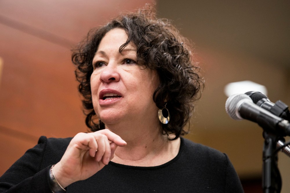 Supreme Court Justice Sonia Sotomayor speaks during a ribbon cutting ceremony at GWU in in Washington, DC, January 23, 2014.