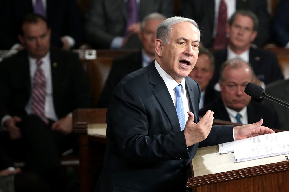 Israeli Prime Minister Benjamin Netanyahu addresses a joint meeting of the United States Congress in the House chamber at the U.S. Capitol March 3, 2015 in Washington, D.C. (Photo by Win McNamee/Getty)