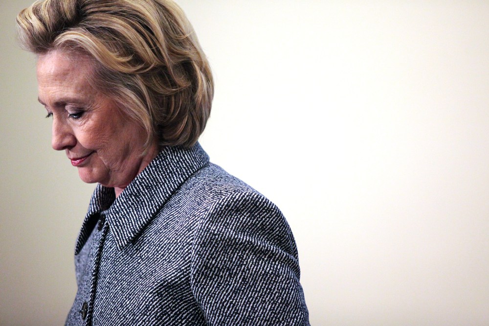 Former U.S. Secretary of State Hillary Clinton speaks to the media after keynoting a Women's Empowerment Event at the United Nations March 10, 2015 in New York, N.Y. (Photo by Yana Paskova/Getty)