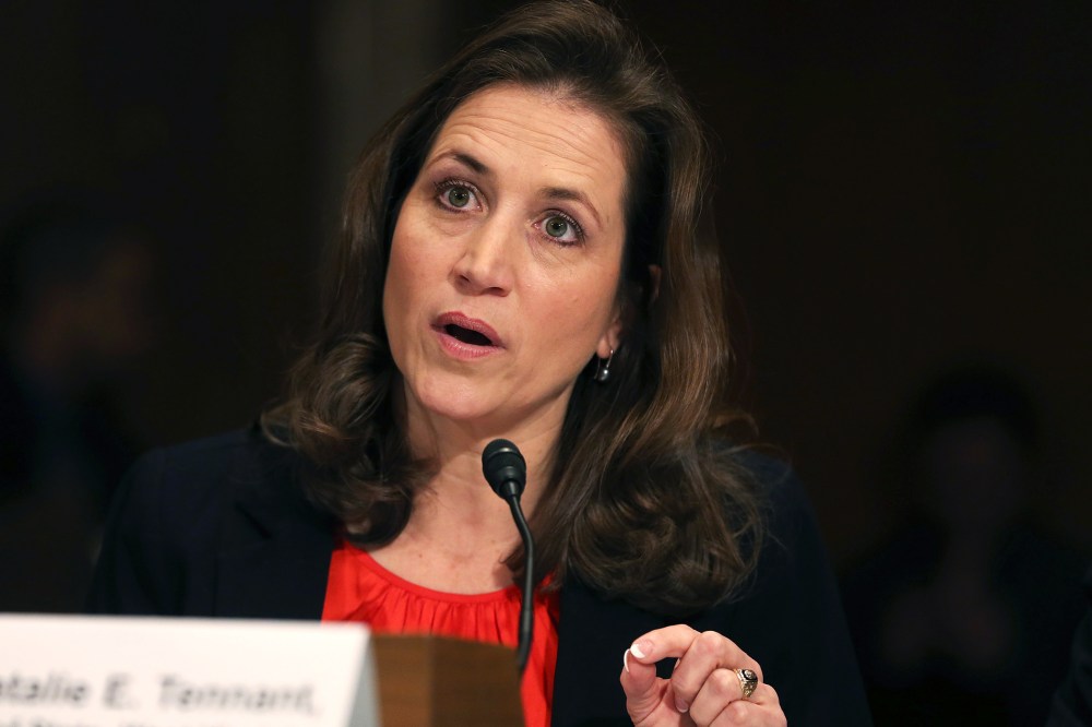 Natalie Tennant testifies during a Senate Water and Wildlife Subcommittee hearing on Capitol Hill on February 4, 2014 in Washington, DC.