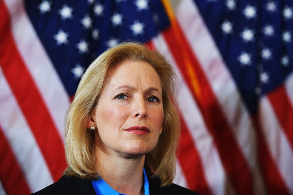 Senator Kirsten Gillibrand, D-NY attends a press conference on Capitol Hill in Washington, Feb. 6, 2014.
