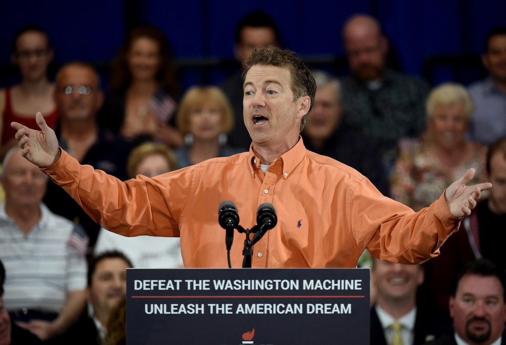 Republican presidential candidate US Sen. Rand Paul (R-KY) speaks during a rally at the Desert Vista Community Center on April 11, 2015 in Las Vegas, Nev. (Photo by Ethan Miller/Getty)