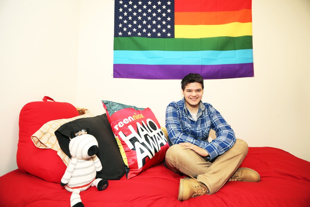 Zach Kerr in his Wheelock College dorm room, on Thursday, Feb. 13, 2014. Zach was born a girl named Amanda.