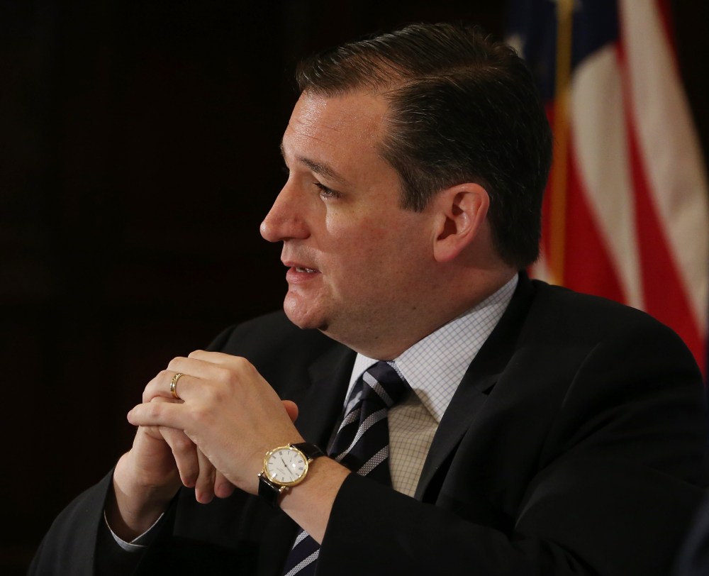 Republican Presidential candidate Sen. Ted Cruz (R-TX) speaks at a U.S. Hispanic Chamber of Commerce discussion at the National Press Building April 29, 2015 in Washington, DC. (Photo by Mark Wilson/Getty)