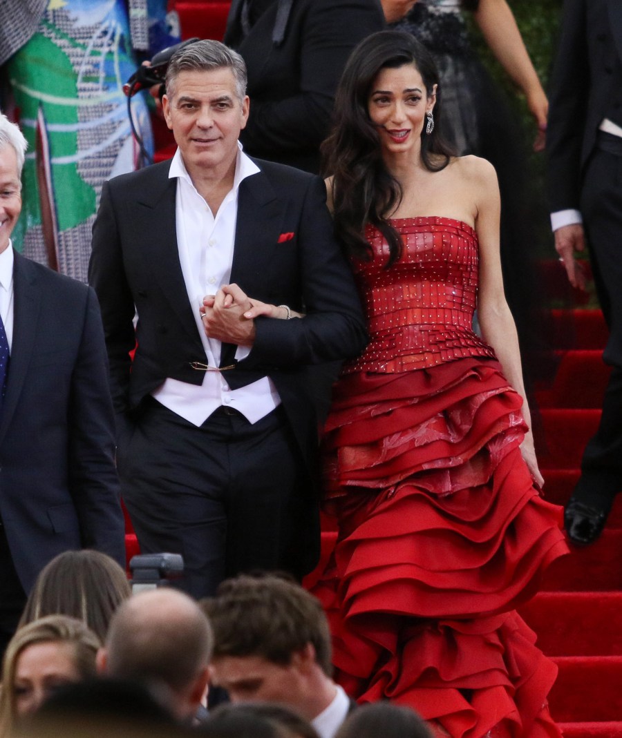 George Clooney and Amal Alamuddin leaves the Costume Institute Benefit Gala at Metropolitan Museum of Art on May 4, 2015 in New York City.