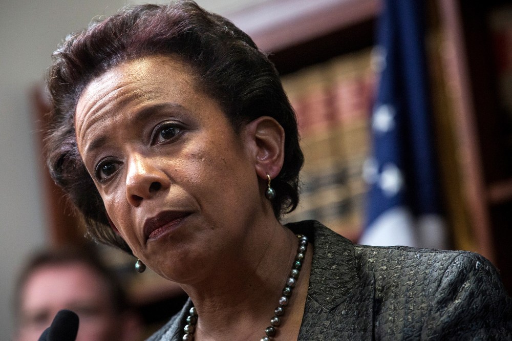 Loretta Lynch, United States Attorney for the Eastern District of New York, speaks at a press conference on April 28, 2014.
