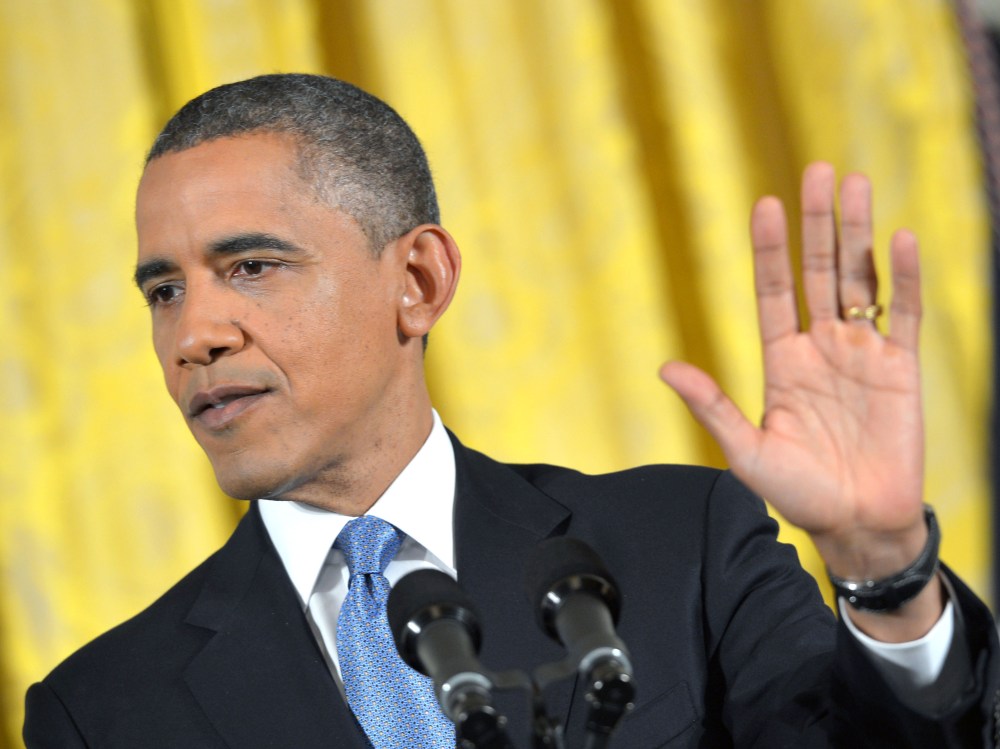 US President Barack Obama speaks during a press conference November 14, 2012 in the East Room of the White House in Washington, DC. Obama said Wednesday he was ready to work closely with opposition Republicans on a plan to avoid the fiscal cliff, with...