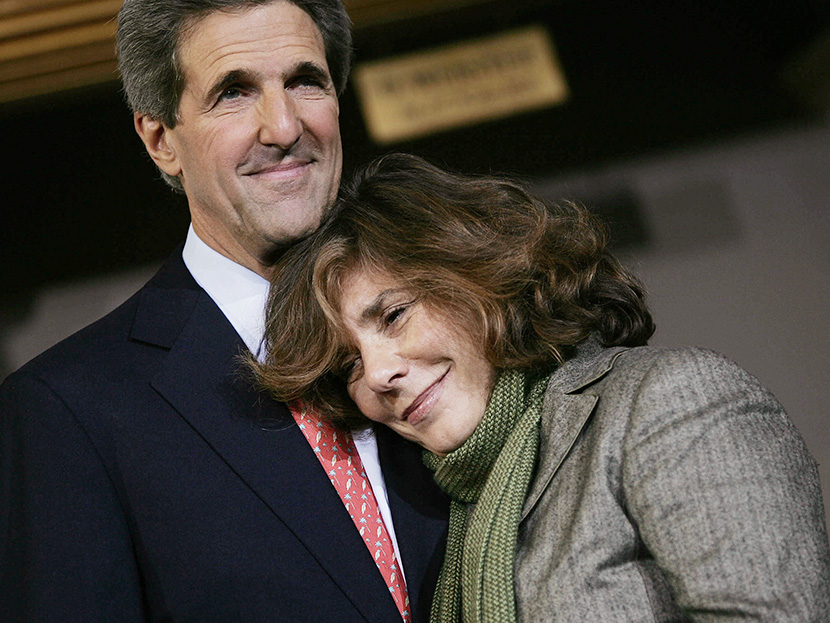 Former Democratic presidential candidate U.S. Senator John Kerry (D-MA) stands on stage with his wife Teresa Heinz Kerry after delivering his concession speech at Faneuil Hall November 3, 2004 in Boston, Massachusetts.  (Photo by Chris Hondros/Getty...