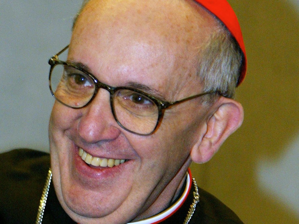 A file picture taken on October 17, 2003 shows Argentina's cardinal Jorge Mario Bergoglio who has been elected Pope on March 13, 2013 to replace the frail Benedict XVI as leader of the world's 1.2 billon Catholics as tens of thousands cheer in St Peter...