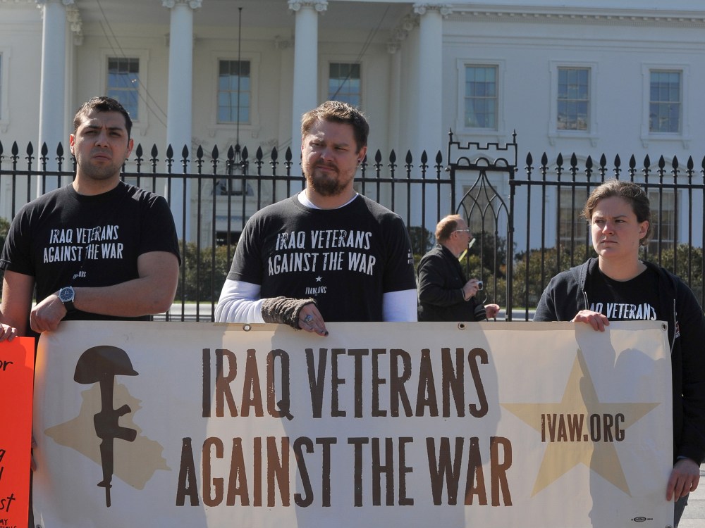 Iraq War Veterans Aganst the War, protest outside the White House in Washington DC on March 19, 2013, marking the 10th anniversary of the Iraq war. The organizers launched the "right to heal" campaign, addressing the human rights violations in Iraq....