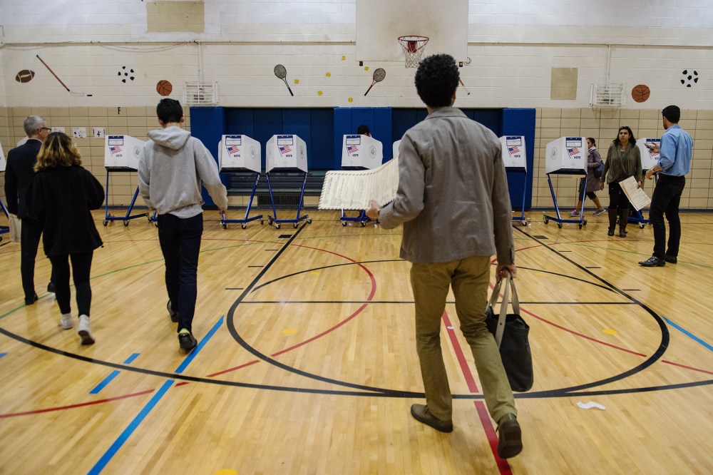 People vote at Public School 282 on April 19, 2016 in the Brooklyn borough of New York City. (Photo by Stephanie Keith/Getty)
