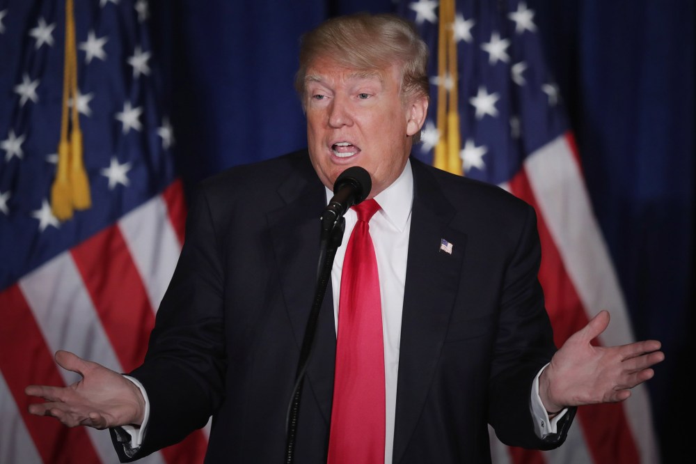 Republican presidential candidate Donald Trump delivers a speech about his vision for foreign policy at the Mayflower Hotel April 27, 2016 in Washington, DC. (Photo by Chip Somodevilla/Getty)