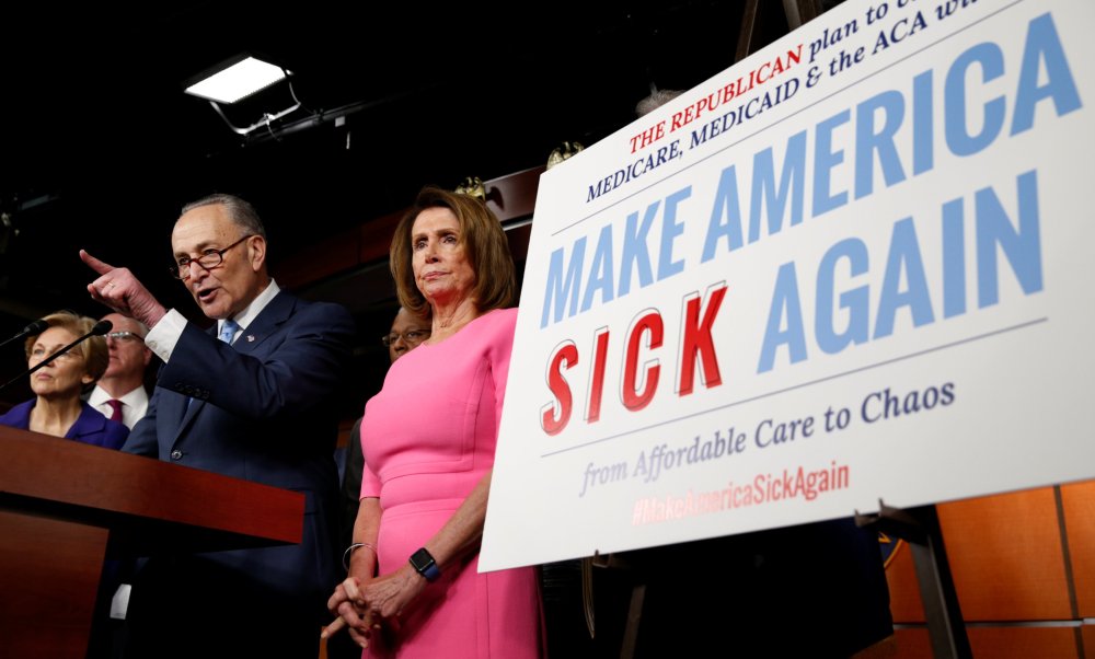Image: Pelosi and Schumer talk about the Affordable Care Act in Washington