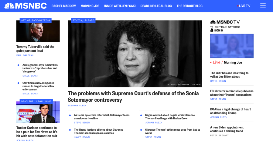 sotomayor msnbc homepage jul 13 2023