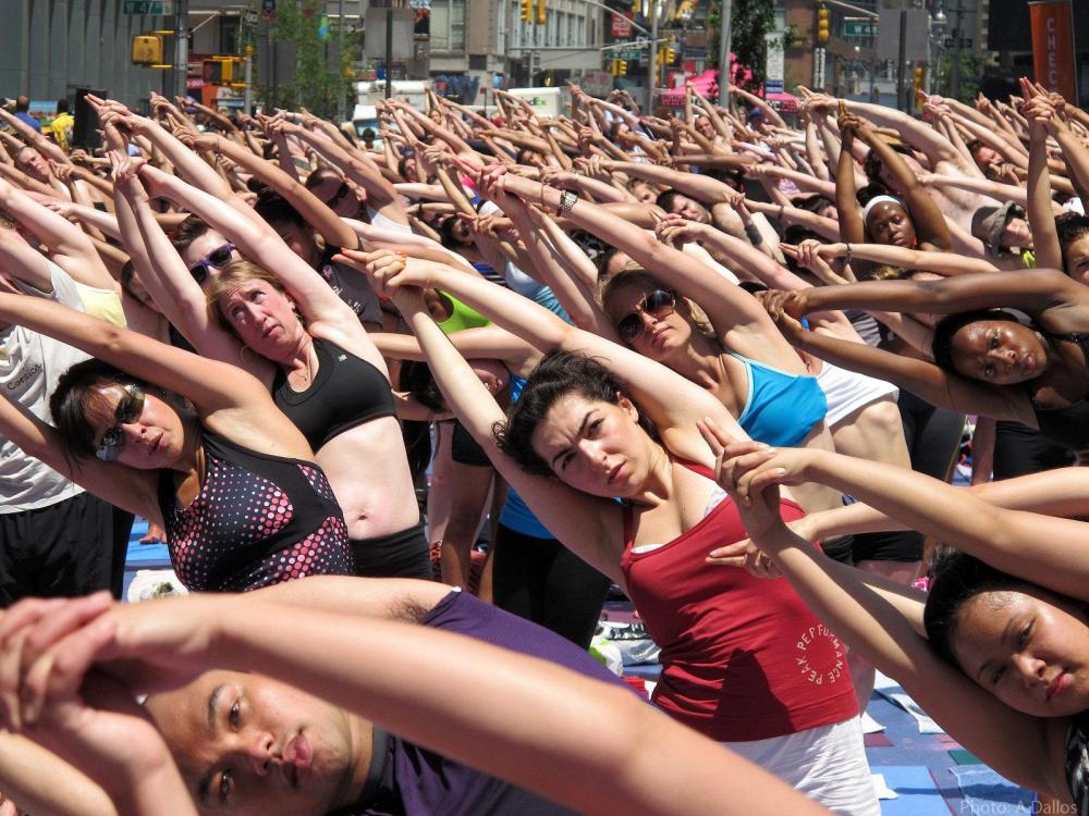 Yoga in Times Square