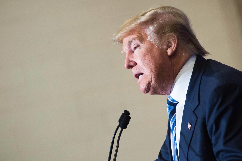Republican presidential candidate Donald Trump speaks at a rally in North Augusta, S.C., on Feb. 16, 2016. (Photo by Jim Watson/AFP/Getty)