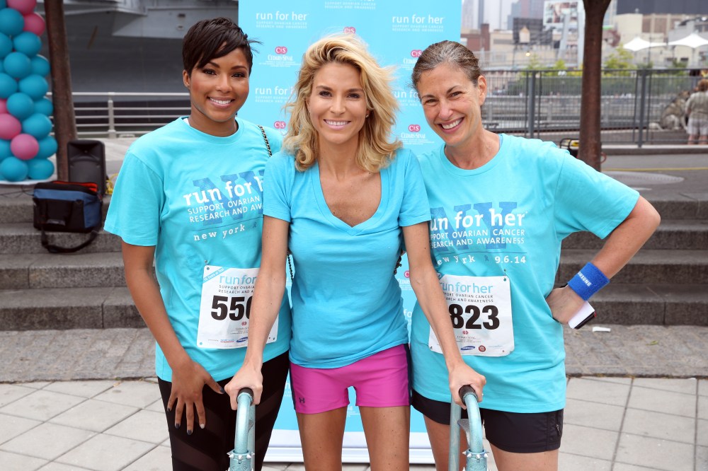 Alicia Quarles, E! News correspondent, Diem Brown, Ovarian cancer advocate and Dr. Karlan, Director of Cedars-Sinai Women's Cancer Program pose for a portrait during Cedars-Sinai 2nd Annual Run For Her New York 5K Run and Friendship Walk on Sept. 6, 201