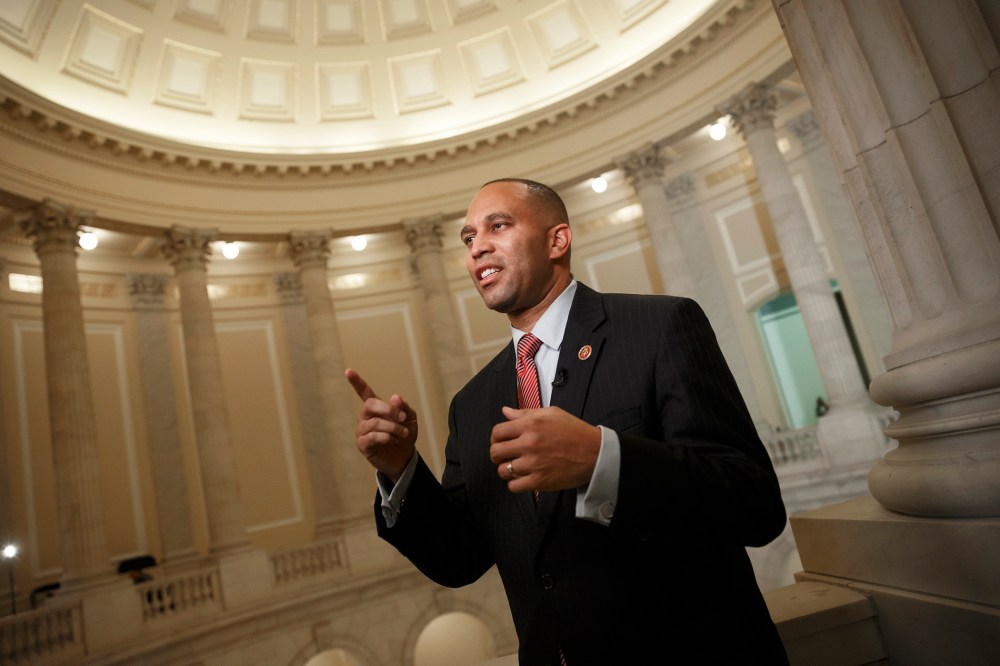 Rep. Hakeem Jeffries, D-N.Y., participates in a TV interview in Washington, D.C., Dec. 1, 2014. (Photo by J. Scott Applewhite/AP)