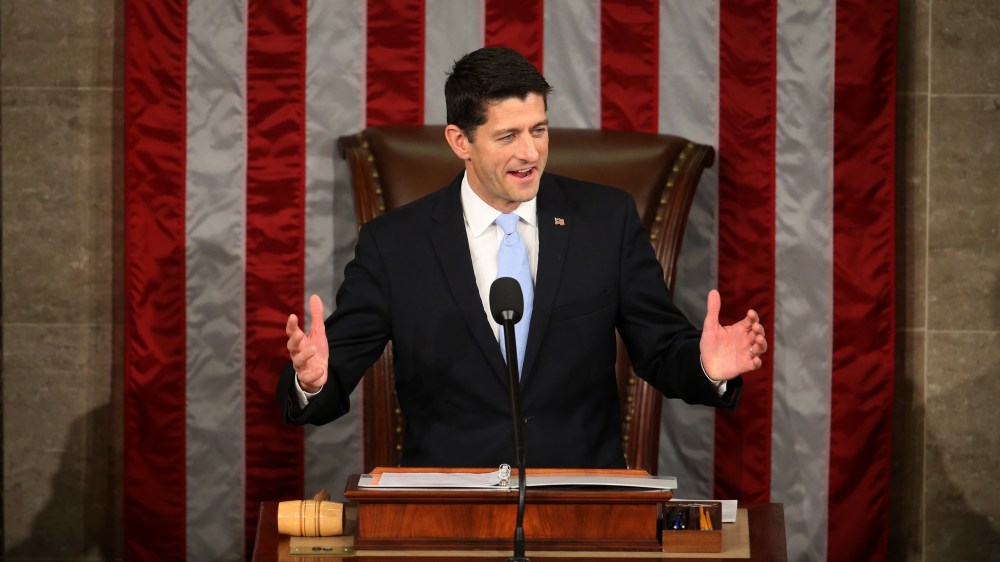 Rep. Paul Ryan, R-Wis. speaks in the House Chamber on Capitol Hill in Washington, Oct. 29, 2015. (Photo by Andrew Harnik/AP)