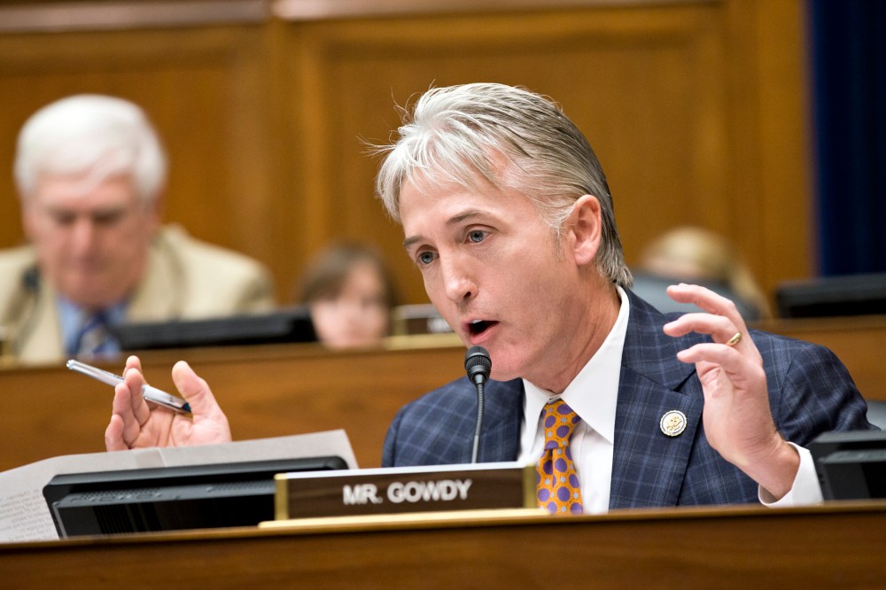 Rep. Trey Gowdy, R-SC, argues a point during a meeting on Capitol Hill, June 28, 2013, in Washington, D.C.
