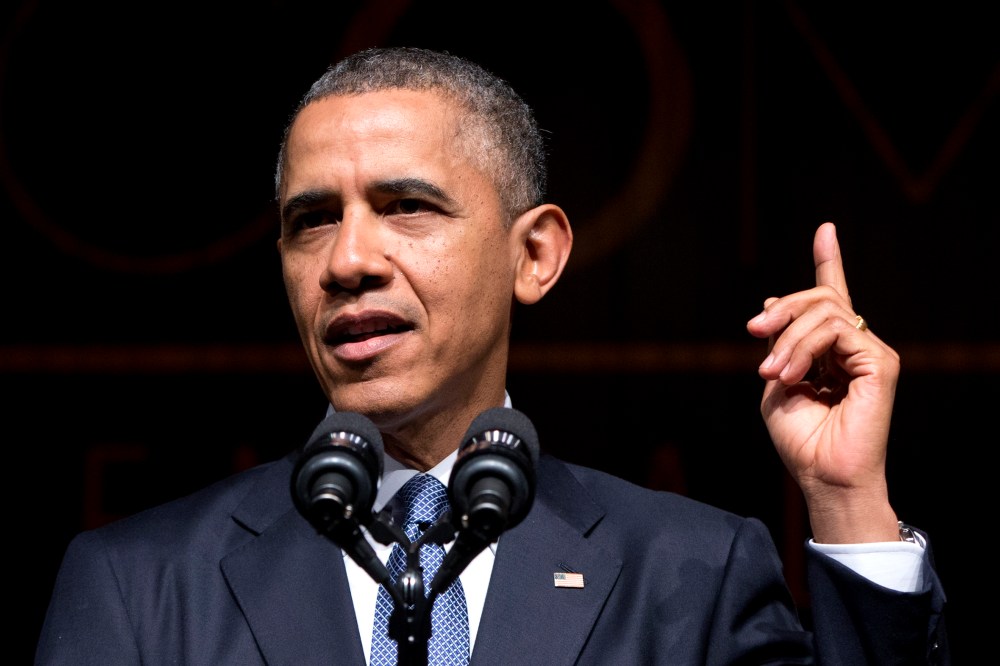 President Barack Obama speaks at the LBJ Presidential Library, April 10, 2014, in Austin, Texas, during the Civil Rights Summit to commemorate the 50th anniversary of the signing of the Civil Rights Act.