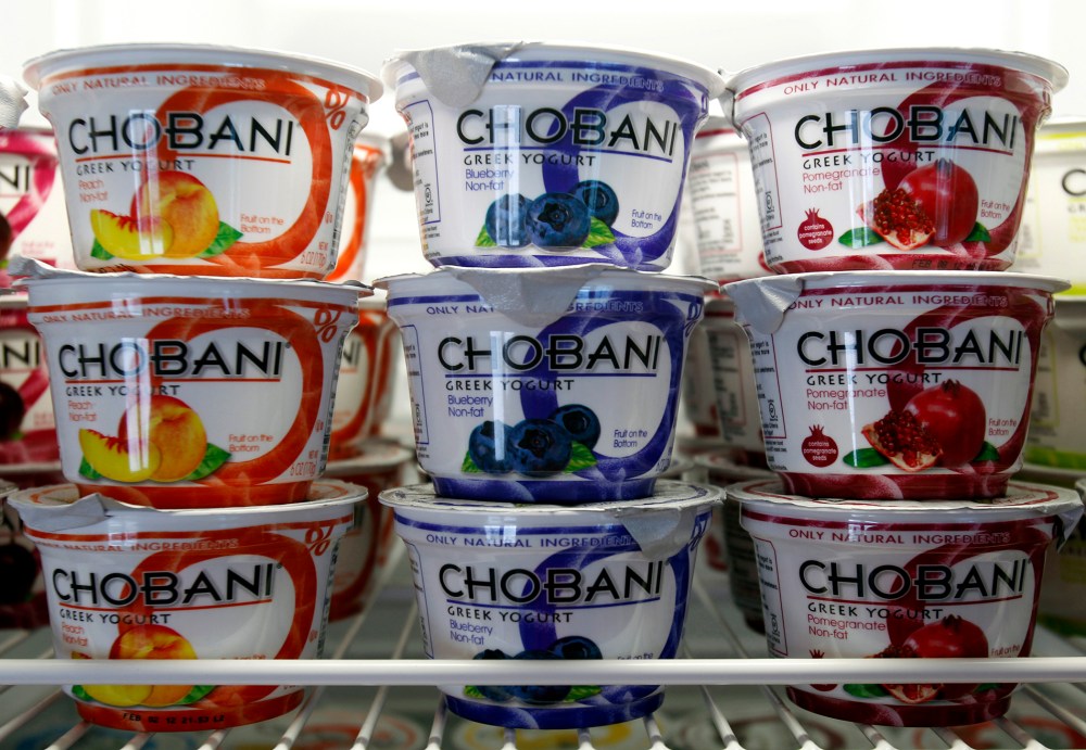 Cups of Chobani Yogurt at Chobani Greek Yogurt in South Edmeston, N.Y.