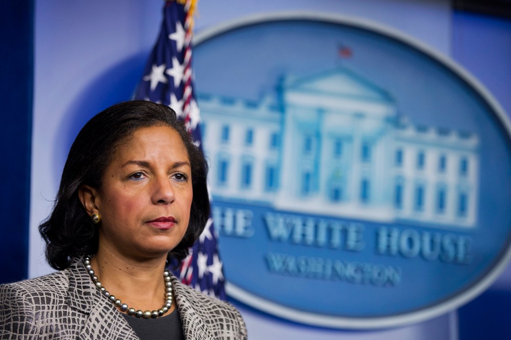 National Security Adviser Susan Rice listens to reporters questions during a briefing, March 21, 2014, in the Brady Press Briefing Room of the White House in Washington, D.C.