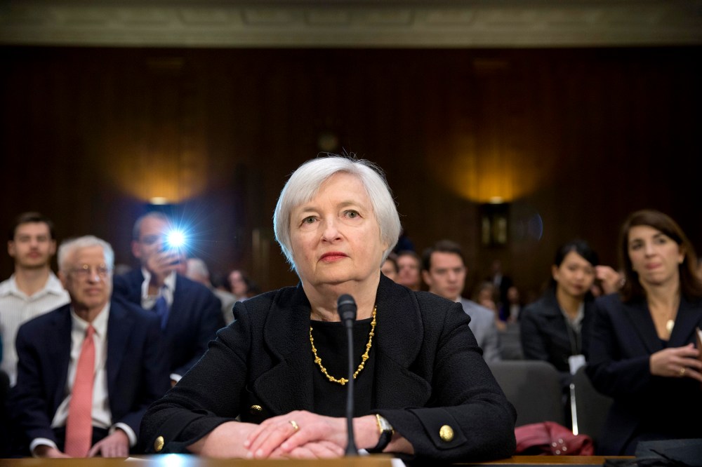 Janet Yellen, President Obama's nominee to succeed Ben Bernanke as Federal Reserve chairman, testifies at her confirmation hearing, Nov. 14, 2013, on Capitol Hill in Washington.