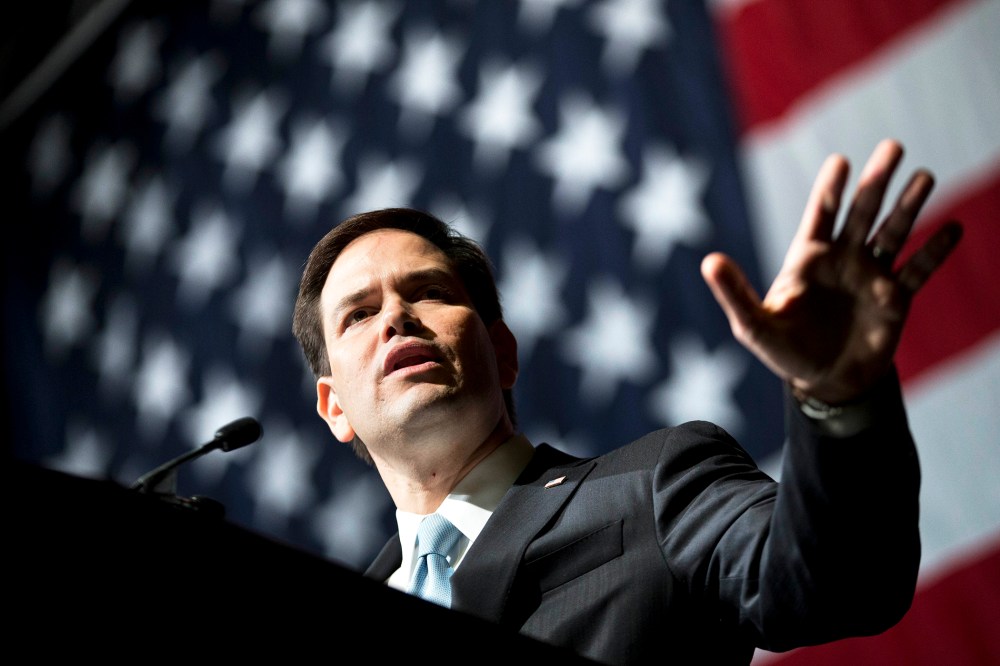 Republican presidential candidate Sen. Marco Rubio, R-Fla., speaks at the Georgia Republican Convention, May 15, 2015, in Athens, Ga. (Photo by David Goldman/AP)