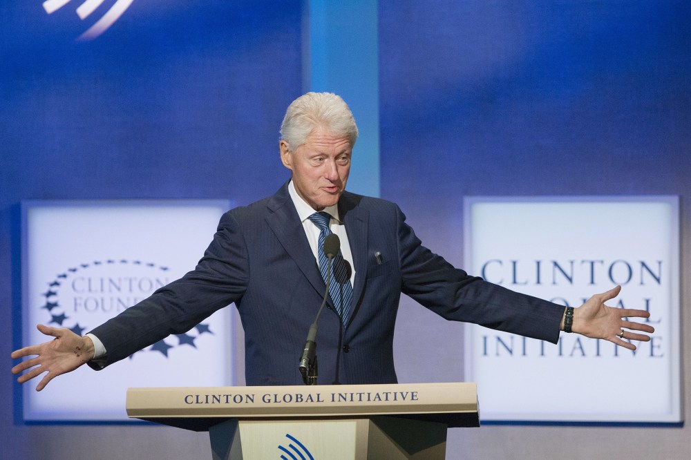 Former President Bill Clinton speaks at the Clinton Global Initiative, Sept. 27, 2015 in New York. (Photo by Mark Lennihan/AP)