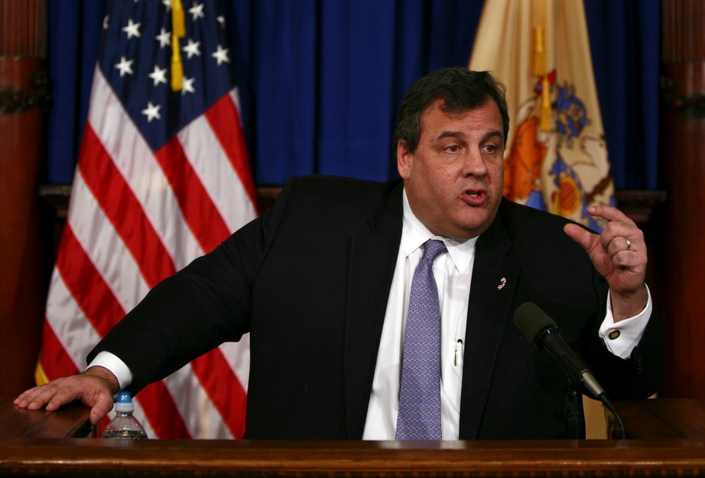 In this photo provided by the Office of the Governor of New Jersey, Gov. Chris Christie speaks at a news conference at New Jersey's State House on Wednesday, Jan. 2, 2013. (AP Photo/New Jersey Governor's Office, Tim Larsen)