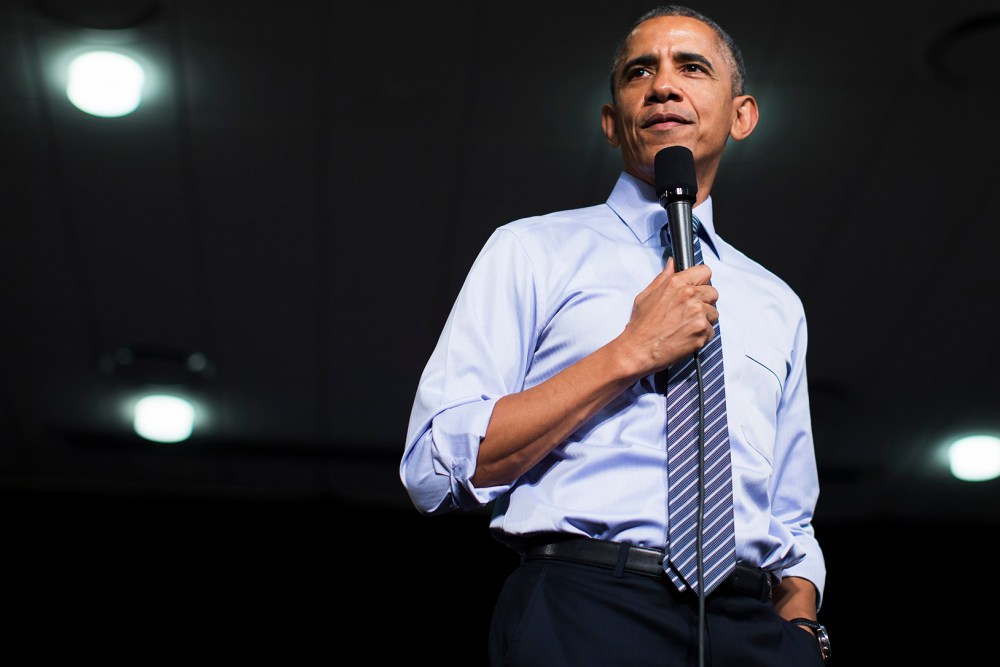 President Barack Obama answers questions during an event on Feb. 6, 2015, in Indianapolis. (Photo by Evan Vucci/AP)