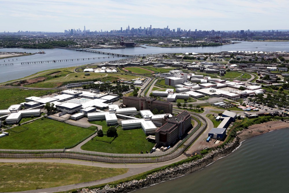 Aerial photo of Riker's Island jail in New York, June 20, 2014.