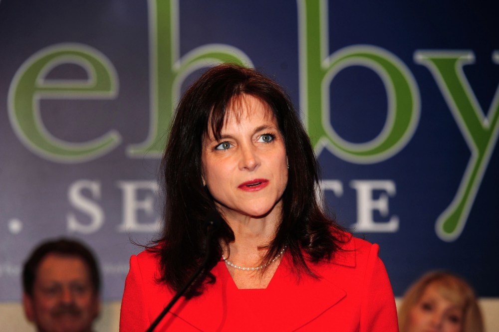 Dr. Monica Wehby greets supporters at the headquarters in Oregon City, Oregon after winning the Oregon Republican Primary race for Senate, May. 20, 2014. (Photo by Steve Dykes/AP)