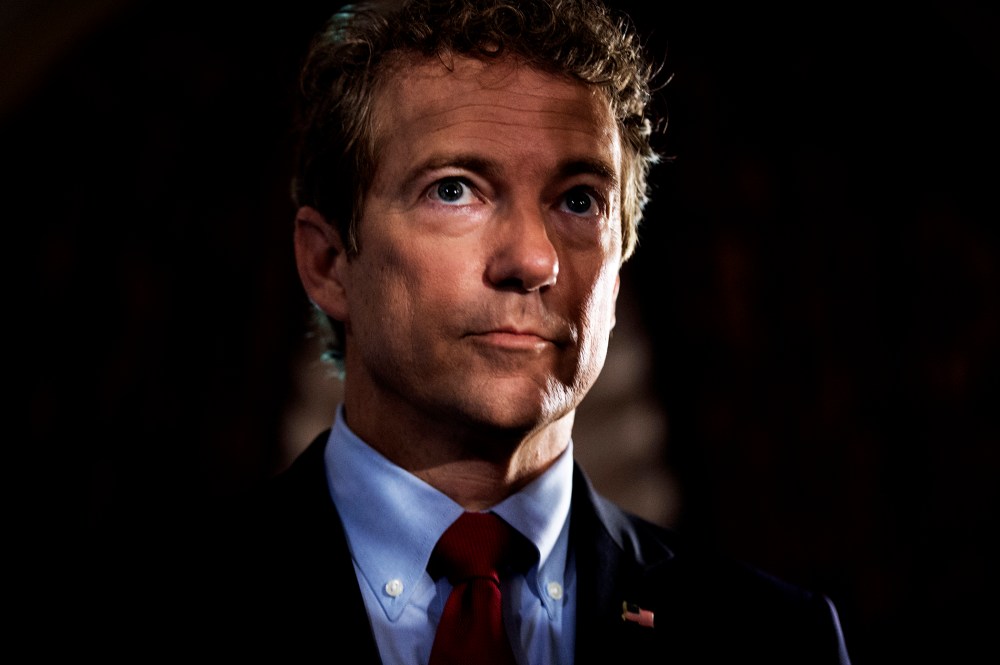 Sen. Rand Paul, R-Ky., prepares to address the Faith & Freedom Coalition’s Road to Majority conference which featured speeches by conservative politicians at the Omni Shoreham Hotel, June 18, 2015. (Photo By Tom Williams/CQ Roll Call/AP)