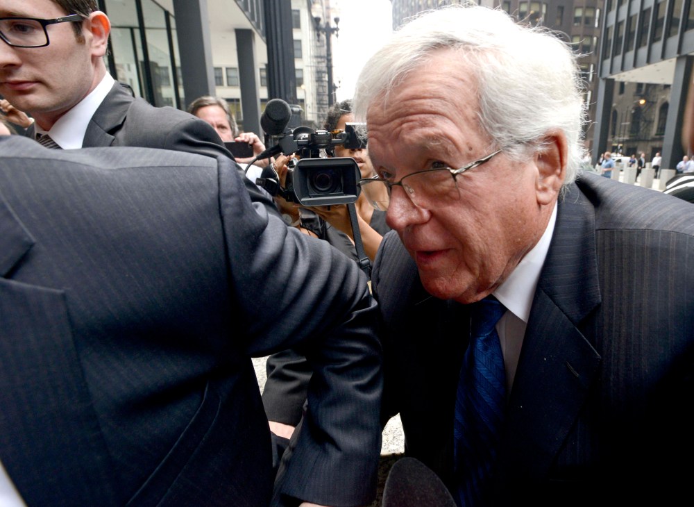 Former House Speaker Dennis Hastert arrives at the federal courthouse, in Chicago, for his arraignment on federal charges that he broke federal banking laws and lied about the money when questioned by the FBI, June 9, 2015. (Photo by Paul Beaty/AP)