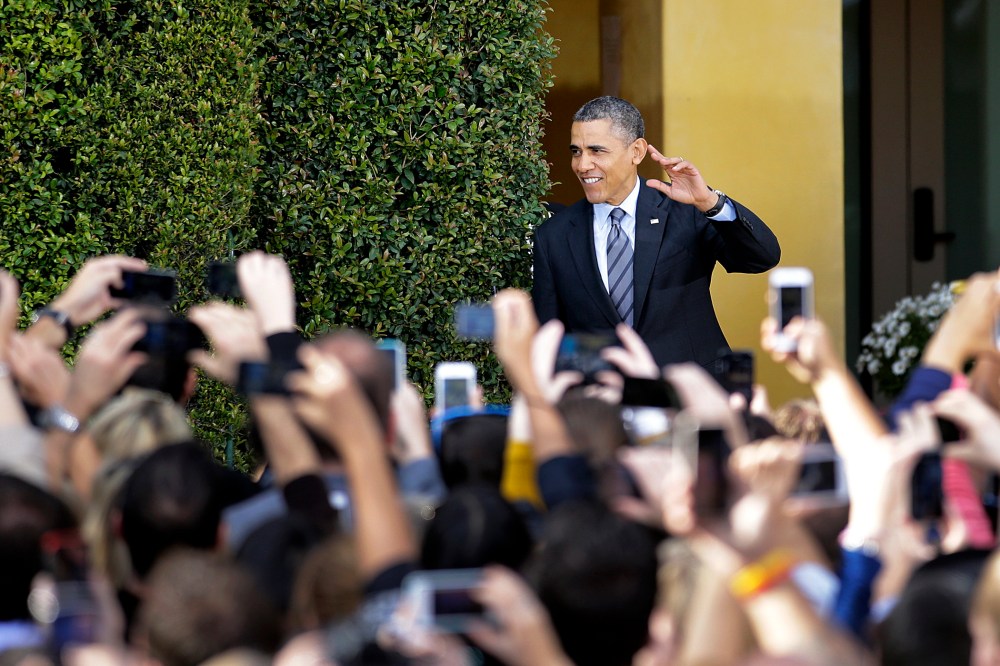 President Barack Obama arrives to speak at the DreamWorks Animation studio on Nov. 26, 2013, in Glendale, Calif.