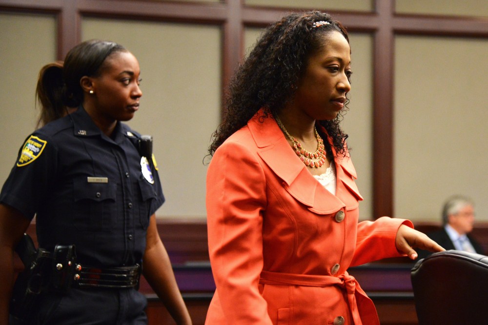 Marissa Alexander enters the courtroom for a hearing on June 10, 2014 in Jacksonville, Fla. (Photo by Bob Mack/The Florida Times-Union/Pool/AP)