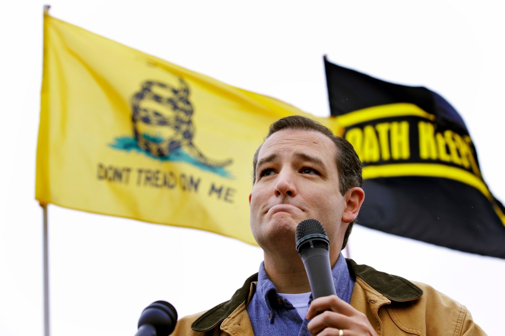 Tea Party Sen. Ted Cruz speaks at a rally at the World War II Memorial in Washington Sunday, Oct. 13, 2013.