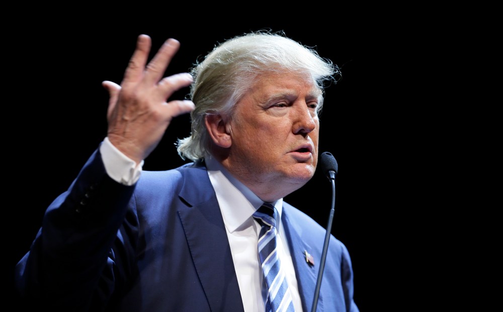 Republican presidential candidate Donald Trump speaks during a rally at Iowa Central Community College, Nov. 12, 2015, in Fort Dodge, Ia. (Photo by Charlie Neibergall/AP)