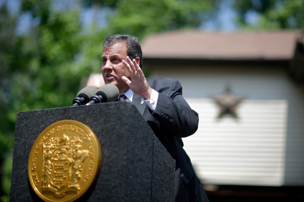 New Jersey Gov. Chris Christie speaks in Keansburg, N.J., July 7, 2014.