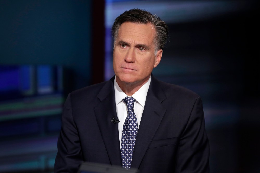 Mitt Romney is interviewed by Neil Cavuto during his "Cavuto Coast to Coast" program on the Fox Business Network, in New York, March 4, 2016. (Photo by Richard Drew/AP)