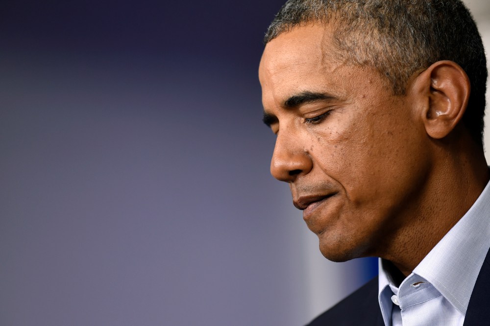 President Barack Obama speaks in the James Brady Press Briefing Room in the White House in Washington,D.C., Aug. 18, 2014.