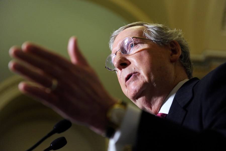 Senate Minority Leader Mitch McConnell of Ky. speaks during a news conference on Capitol Hill in Washington, D.C., Jan. 14, 2014.