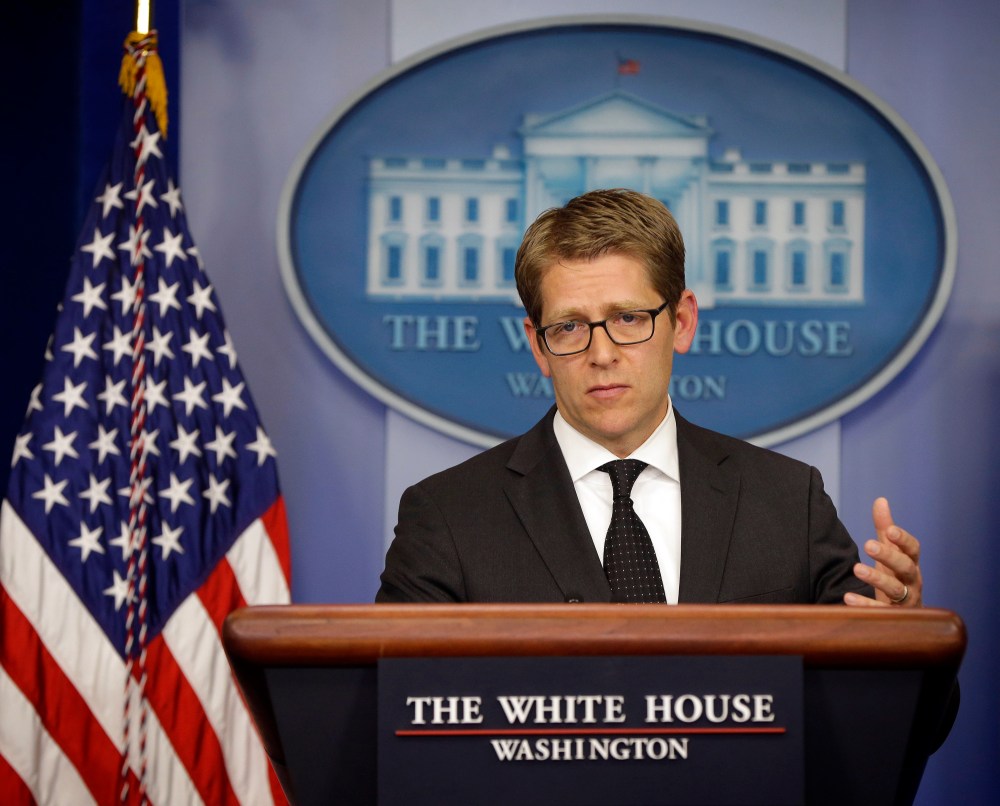 White House press secretary Jay Carney during his daily news briefing at the White House in Washington, Wednesday, May, 8, 2013. Carney charged Wednesday that the continued scrutiny of the administration's behavior around last year's attack in...