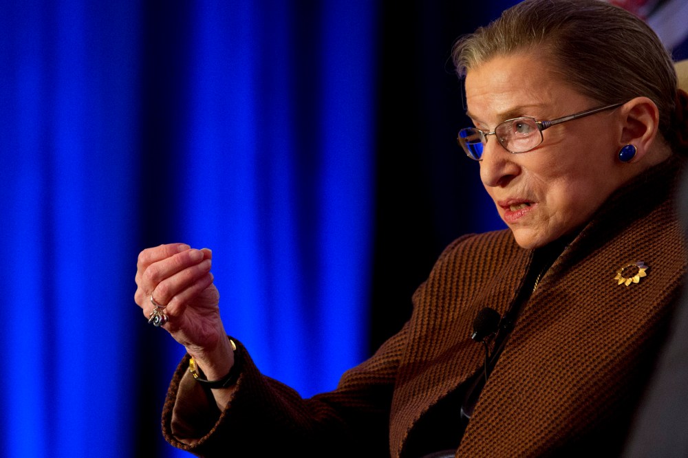 Supreme Court Justice Ruth Bader Ginsburg speaks in Reston, Va., Dec. 17, 2013.