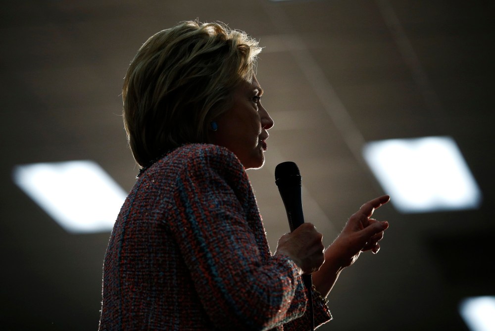 Democratic presidential candidate Hillary Clinton speaks at a United Food and Commercial Workers International Union hall, May 25, 2016, in Buena Park, Calif. (Photo by John Locher/AP)