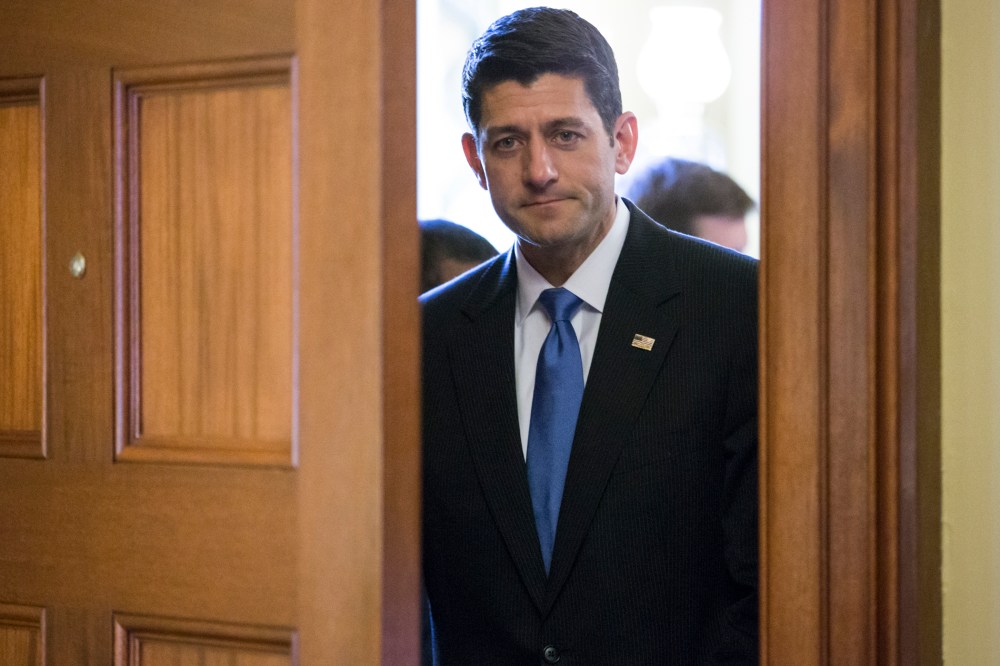 House Speaker Paul Ryan arrives at his office on Capitol Hill on June 8, 2016. (Photo by J. Scott Applewhite/AP)