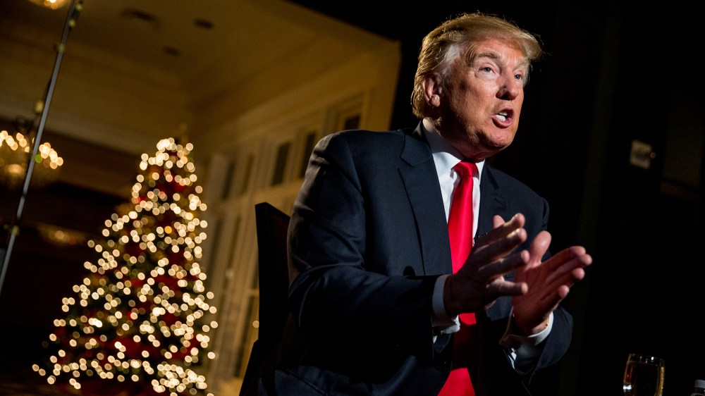 Republican presidential candidate Donald Trump speaks during an interview in Sterling, Va., Dec. 2, 2015. (Photo by Andrew Harnik/AP